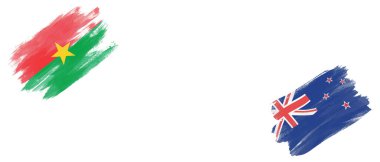 Beyaz Arkaplanda Burkina Faso ve Yeni Zelanda Bayrakları