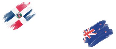 Beyaz Arkaplanda Dominik Cumhuriyeti ve Yeni Zelanda Bayrakları