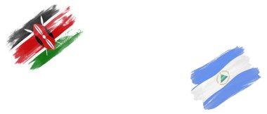 Beyaz Arkaplanda Kenya ve Nikaragua Bayrakları