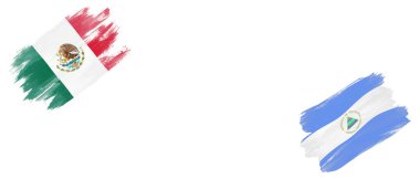 Beyaz Arkaplanda Meksika ve Nikaragua Bayrakları