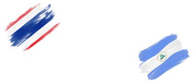 Beyaz Arkaplanda Tayland ve Nikaragua Bayrakları