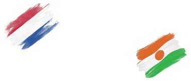 Beyaz Arkaplanda Hollanda ve Nijer Bayrakları