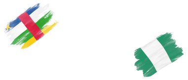 Beyaz Arkaplanda Orta Afrika Cumhuriyeti ve Nijerya Bayrakları