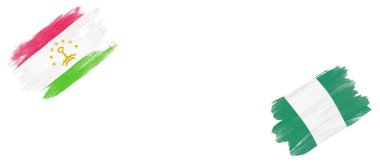 Beyaz Arkaplanda Tacikistan ve Nijerya Bayrakları