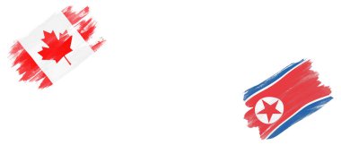 Beyaz Arkaplanda Kanada ve Kuzey Kore Bayrakları