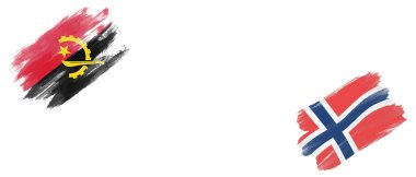 Angola ve Norveç Beyaz Arkaplanda Bayraklar