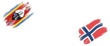 Beyaz Arkaplanda Eswatini ve Norveç Bayrakları