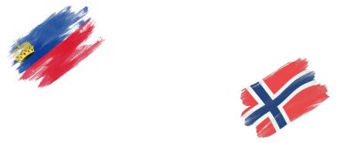 Beyaz Arkaplanda Lihtenştayn ve Norveç Bayrakları