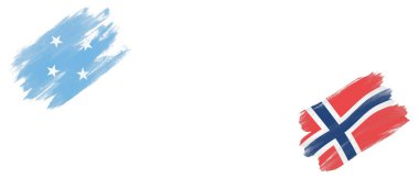 Beyaz Arkaplanda Mikronezya ve Norveç Bayrakları