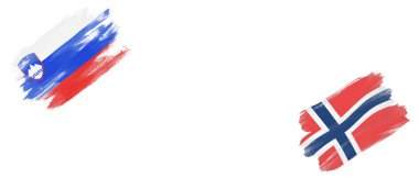 Slovenya ve Norveç Bayrakları Beyaz Arkaplanda