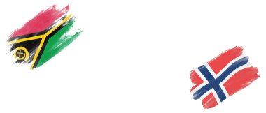 Beyaz Arkaplanda Vanuatu ve Norveç Bayrakları