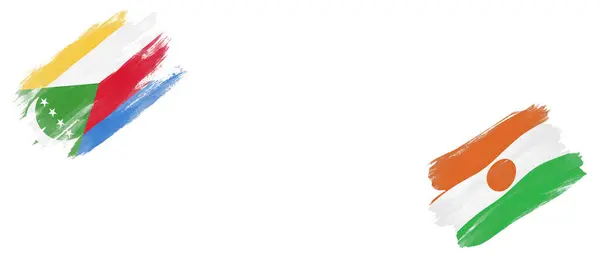 科摩罗和尼日尔白底国旗 — 图库照片