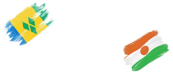 圣文森特和格林纳丁斯及尼日尔白底国旗 — 图库照片
