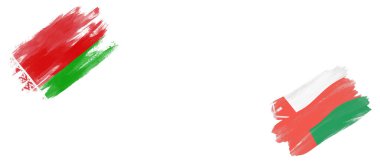 Beyaz Arkaplanda Belarus ve Umman Bayrakları