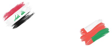 Beyaz Arkaplanda Irak ve Umman Bayrakları