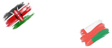 Beyaz Arkaplanda Kenya ve Umman Bayrakları