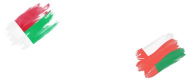 Madagaskar ve Umman Bayrakları Beyaz Arkaplanda