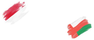 Beyaz Arkaplanda Monako ve Umman Bayrakları