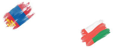 Beyaz Arkaplanda Moğolistan ve Umman Bayrakları