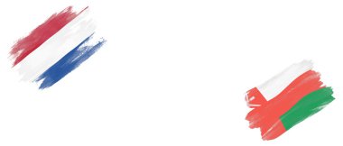 Beyaz Arkaplanda Hollanda ve Umman Bayrakları