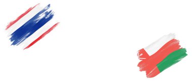 Beyaz Arkaplanda Tayland ve Umman Bayrakları