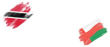 Trinidad ve Tobago ve Umman Bayrakları Beyaz Arkaplanda