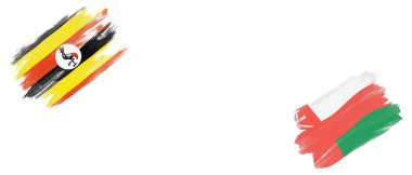 Beyaz Arkaplanda Uganda ve Umman Bayrakları