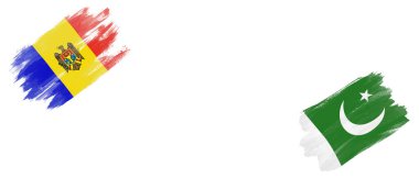 Beyaz Arkaplanda Moldova ve Pakistan Bayrakları