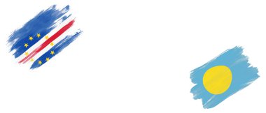 Beyaz Arkaplanda Cape Verde ve Palau Bayrakları