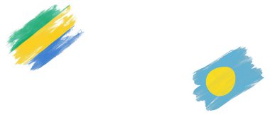 Beyaz Arkaplanda Gabon ve Palau Bayrakları