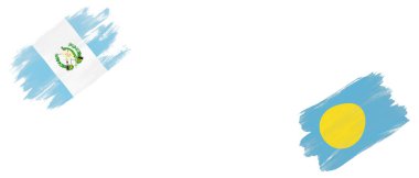 Beyaz Arkaplanda Guatemala ve Palau Bayrakları