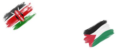 Beyaz Arkaplanda Kenya ve Filistin Bayrakları