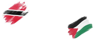 Beyaz Arkaplanda Trinidad ve Tobago ve Filistin Bayrakları