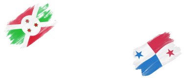 Beyaz Arkaplanda Burundi ve Panama Bayrakları