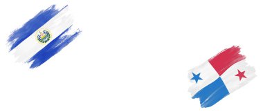 Beyaz Arkaplanda El Salvador ve Panama Bayrakları