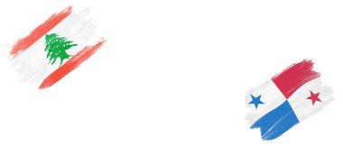Beyaz Arkaplanda Lübnan ve Panama Bayrakları