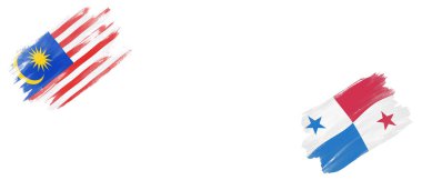 Beyaz Arkaplanda Malezya ve Panama Bayrakları