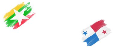 Beyaz Arkaplanda Myanmar ve Panama Bayrakları