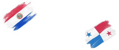 Beyaz Arkaplanda Paraguay ve Panama Bayrakları