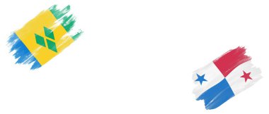 Saint Vincent ve Grenadinler ve Panama Bayrakları Beyaz Arkaplanda