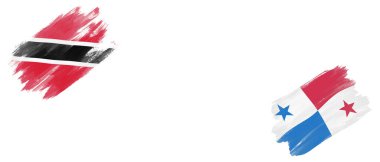 Beyaz Arkaplanda Trinidad ve Tobago ve Panama Bayrakları