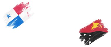 Panama ve Papua Beyaz Arkaplanda Yeni Gine Bayrakları