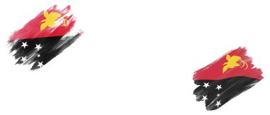 Papua Yeni Gine ve Papua Beyaz Arkaplanda Yeni Gine Bayrakları