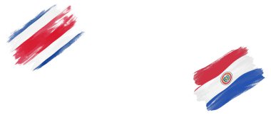 Beyaz Arkaplanda Kosta Rika ve Paraguay Bayrakları