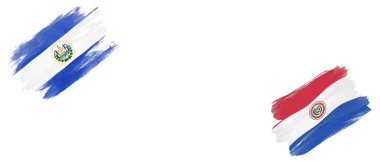 Beyaz Arkaplanda El Salvador ve Paraguay Bayrakları