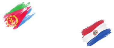 Beyaz Arkaplanda Eritre ve Paraguay Bayrakları