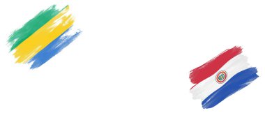 Beyaz Arkaplanda Gabon ve Paraguay Bayrakları