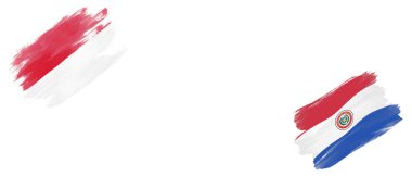 Beyaz Arkaplanda Endonezya ve Paraguay Bayrakları