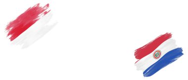 Beyaz Arkaplanda Monako ve Paraguay Bayrakları