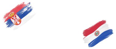 Sırbistan ve Paraguay Bayrakları Beyaz Arkaplanda